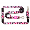 Max&Molly Multi-Leash Leopard Pink - odnímateľné vodítko pre psa, vzor ružové škvrny, 200 cm - S