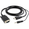 Gembird adaptér HDMI-A(M) ->VGA (F) + audio, na kábli 1.8m, čierný A-HDMI-VGA-03-6