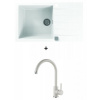 Alveus CADIT 40 SET kuchynský granit. drez so sifónom 86x50 + batéria ROXA - White CADIT40G11+ROXA11