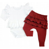 Detský komplet - Baby Set Dartomik 98 Red, ECRU 2 ks. (Detská súprava. Sada Bodysukka+nohavice 98)