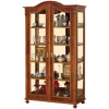 Vitrína široká s oblými dveřmi (skleněné police a osvětlení), koňak
