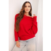 Legínovo Asymetrický viskózový dámsky sveter typu netopier čierny Farba: Červená, Veľkosť: UNI