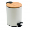 Siko Spirella pedálový odpadkový koš ADONIS matná bílá ocel bambusové víko 5 L 10.20920