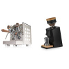 Rocket Espresso Appartamento, white, walnut + Eureka Mignon Single Dose, Black & Oak