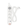 Predlžovací kábel Emos 3 zásuvky s USB A, C 2 m biely