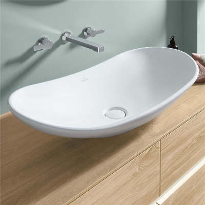 Cuvette à fond creux My Nature VILLEROY & BOCH 561010R1 Ceramicplus, blanc  370 x 600 mm - Akaaz