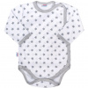 NEW BABY Dojčenské celorozopínacie body New Baby Classic II sivé s hviezdičkami Veľ. 74