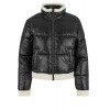 Ladies Recycled Shiny Puffer Sherpa Jacket - black/whitesand L