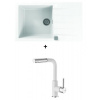 Alveus CADIT 40 SET kuchynský granit. drez so sifónom 86x50 + batéria SIROS - White/Chróm CADIT40G11+SIROS11
