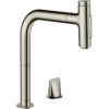 Hansgrohe Metris Select M71 Drezová batéria so sprchou, nerezová oceľ 73818800