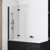 SANSWISS SOLINO BLACK SOLB2 100cm ľavá vaňová zástena dvojdielna otváracia, profil čierny - 07 – sklo číre