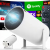 LED projektor XPart PROJEKTOR DOMÁCI ROTAČNÝ PROJEKTOR ANDROID TV biely