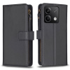 Peňaženkové kožené puzdro 9 Slots na Xiaomi Redmi Note 13 4G - Čierna