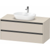 DURAVIT Ketho 2 závesná skrinka pod umývadlo na dosku, 2 zásuvky, 1200 x 550 x 568 mm, taupe super matná, K24897083830000