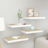 vidaXL Plávajúce nástenné police 4 ks dubové a biele 40x23x3,8 cm MDF - Hnedá - 180153-114278