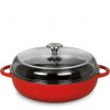 Litinová vysoká pánev se skleněnou pokličkou Provence 24cm červená - Küchenprofi (Litinová Farmářská pánev 24 cm červená - Küchenprofi)