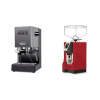 Gaggia New Classic EVO, grey + Eureka Mignon Specialita, CR ferrari red