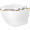 REA Carlo Mini Tornado NF WC závesné 49x36,5 cm Biele lesklé/Zlatý okrajaWC sedátko Biele REA-C6806