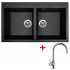 Granitový drez Sinks AMANDA 860 DUO Metalblack + batéria VITALIA