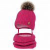 Agbo Dievčenský zimný set čiapka a nákrčník z merino vlny Muanda Farba: Fuksiova, Veľkosť: 48-50