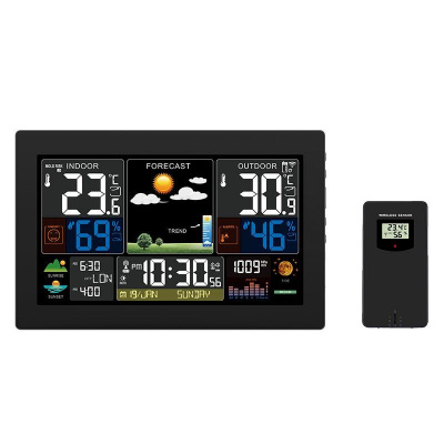 Solight meteostanica, extra veľký farebný LCD, teplota, vlhkosť, tlak, RCC, USb nabíjanie, čierna TE81XL