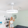 Stropný ventilátor so svetlom, reproduktorom a 4 výsuvnými lopatkami Notefan Biely Ø49,5-104 cm