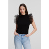SVETER KARL LAGERFELD PUFF SLEEVE TOP BLACK