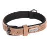 Flamingo Collar Delu Brown - obojok pre psa s podšívkou, eko koža a neoprén, hnedá - XXL