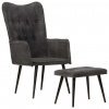 vidaXL Kreslo wingback s podnožkou čierne vintage plátno - Čierna - 55984-11020