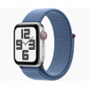 Apple Watch SE 2023 44mm (Strieborný Hliník s Ľadovo Modrým Prevliekacím Remienkom)