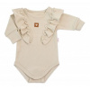 Baby Nellys Rastúce body NATURE, dlhý rukáv s volánikmi, bavlna, béžová, veľ. 56/62, 56/62 (0-3m)
