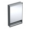 Geberit ONE Zrkadlová skrinka s LED osvetlením, 60x90x15 cm, pánty vpravo, s nikou, vstavaná, matná čierna 505.821.00.7