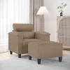 vidaXL Kreslo s podnožkou kapučínové 60 cm umelá koža - Hnedá - 30802-217968