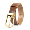 Kožený luxusný opasok s dezénom CLASSIC BRASS, šírka 3.3cm, Slovenská výroba - SNAKE dezén - hnedá