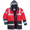 Portwest S466 HI-VIS CONTRAST TRAFFIC Reflexná bunda XL, Červená-Námornícka modrá