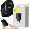 Kompaktná rýchlonabíjačka Baseus CCXJ-E01 30W 2x USB-A 1x USB-C PD 3.0 QC 3.0 ČIERNA