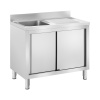 Drezová skriňa - 1 drez - Royal Catering - ušľachtilá oceľ - 400 x 400 x 240 mm RC-IKS11