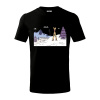 Panoráma lyžovania - Tričko detské bavlnené - 122 cm/6 rokov ( Čierna )