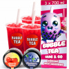 BUBBLE TEA ČEREŠŇA + KULIČKY JAGODA - SADA PRE 3 OSOBY KUBKY + SLAMKY Grab&Go