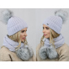 Fashionweek Exkluzívny alpakový zimný set čiapky a šál s brmbolcami JENOT ZIZI-AL4 Farba: Šedá, Veľkosť: Universal