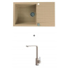 Alveus CADIT 40 SET kuchynský granit. drez so sifónom 86x50 + batéria AFRA - Beige CADIT40G55+AFRA55