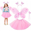 Kostým motýlika ružový univerzálny 4v1 s čelenkou, krídlami a prútikom