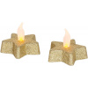 Sviečka MagicHome Vianoce, LED Hviezda, zlatá, teplá biela, 5,8x4,8 cm