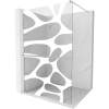 Mexen Kioto+, sprchová zástena Walk-In s poličkou a vešiakom 120 x 200 cm, 8mm číre sklo biely vzor, brúsená oceľ profil, 800-120-121-97-97