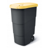 Žltý odpadkový kôš na kolieskach 90l, kontajner na triedenie odpadu do záhrady