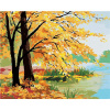 Maľovanie podľa čísel – Jesenný les pri jazere, 80 × 100 cm, napnuté plátno na rám 8596530058311