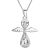 Strieborný náhrdelník anjel so Swarovski kryštálmi biely 32072.1