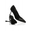 LODIČKY KARL LAGERFELD SIENNA SIGNATURE PUMP BLACK SUEDE W/SILVER