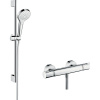 HANSGROHE Croma Select S nástenný sprchový termostat Ecostat Comfort, ručná sprcha 3jet priemer 110 mm, sprchová tyč 65 cm, jazdec a sprchová hadica 160 cm, biela/chróm, 27013400