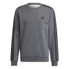 adidas Essentials 3-Stripes Fleece Sweatshirt Mens Dark Grey M